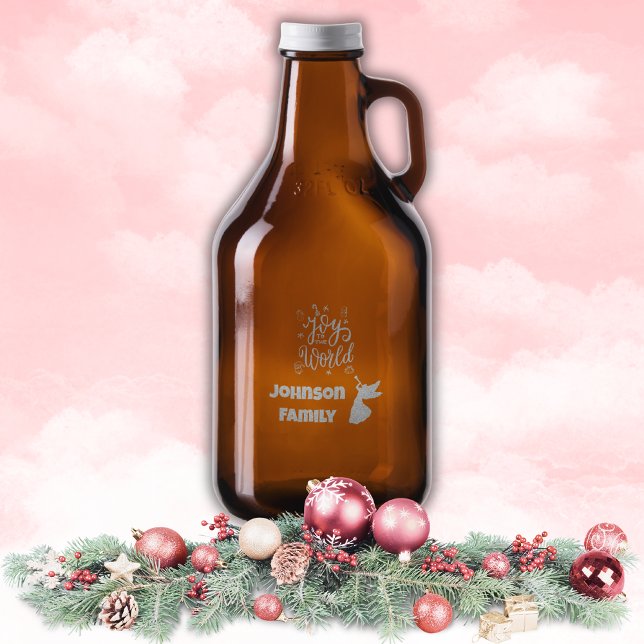 Joy to the World Monogram Family Name etched Growler (Creator Uploaded)