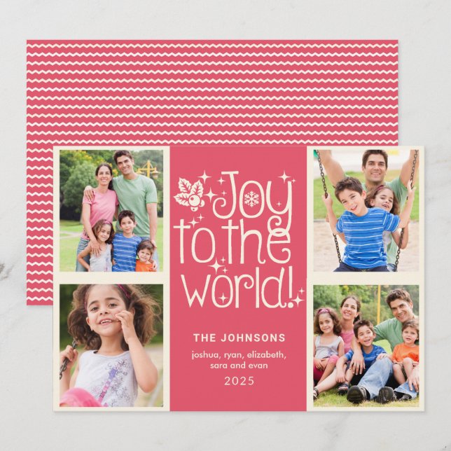 Joy to the World Multi Photo Christmas Card (Front/Back)
