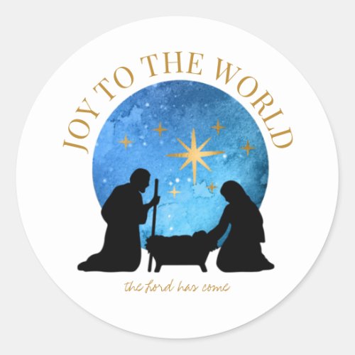 Joy to the World  Nativity  Christmas Classic Round Sticker