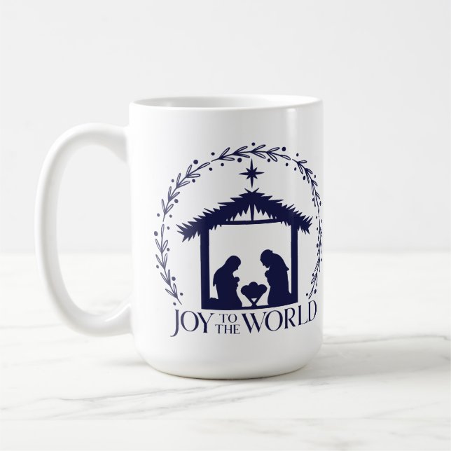 Joy to the World Nativity Christmas Coffee Mug (Left)