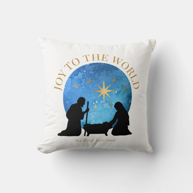 Joy to the World | Nativity | Christmas Throw Pillow (Front)