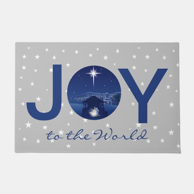 Joy to the World nativity  Doormat (Front)