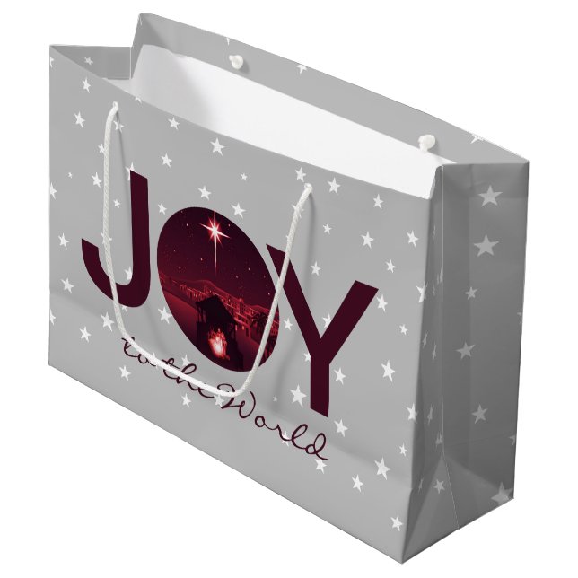 Joy to the World nativity  Large Gift Bag (Front Angled)