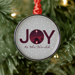 Joy to the World nativity Metal Ornament