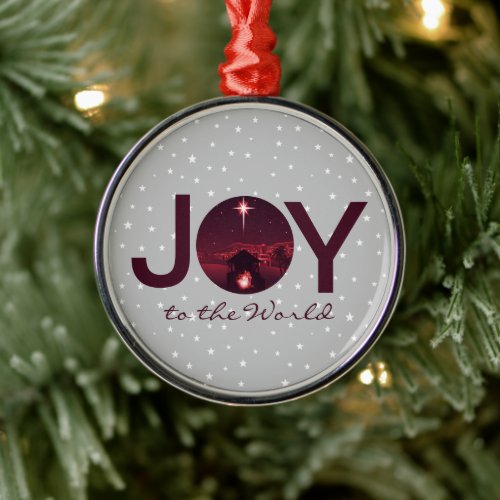 Joy to the World nativity  Metal Ornament