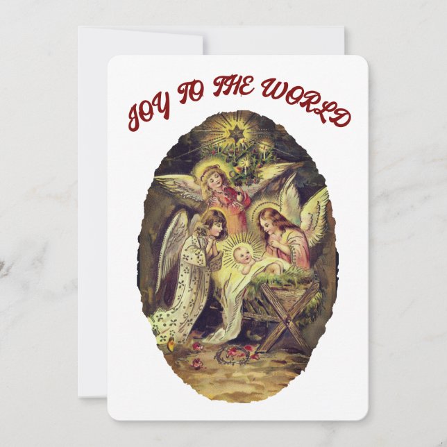 Joy to the World Nativity Religious Christmas  Holiday Card (Front)