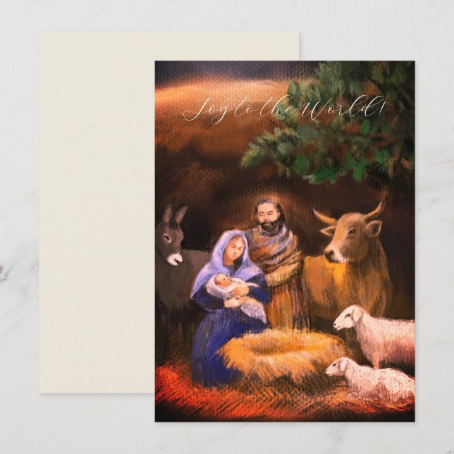 Joy to the world, nativity scene, christmas card (Front/Back)