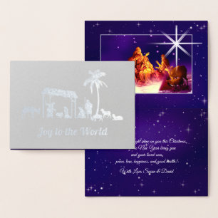Joy to the World. Nativity Scene Luxury Foil Card