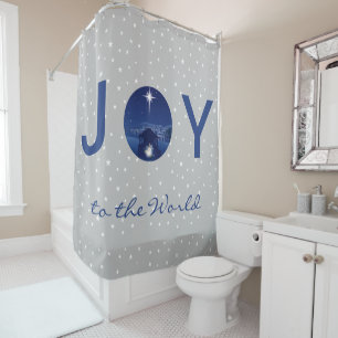 Joy to the World nativity Shower Curtain