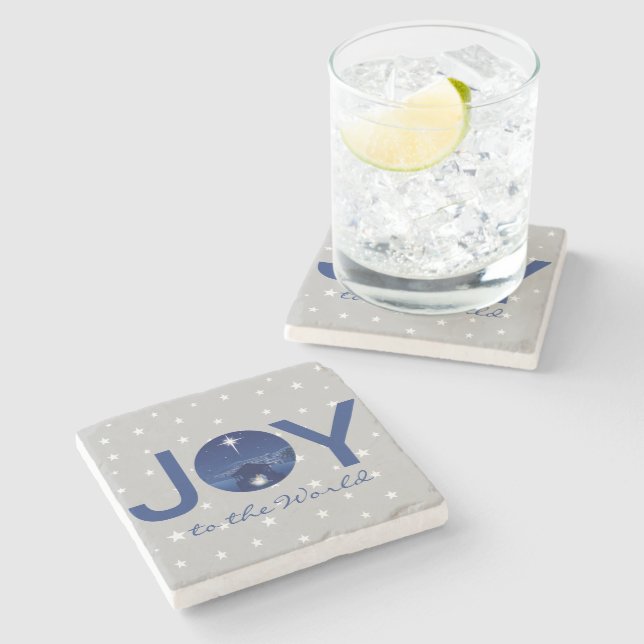 Joy to the World nativity  Stone Coaster (Side)