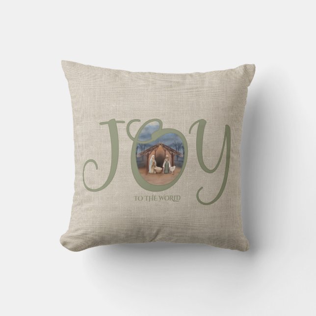 JOY to the World Nativity Throw Pillow (Front)