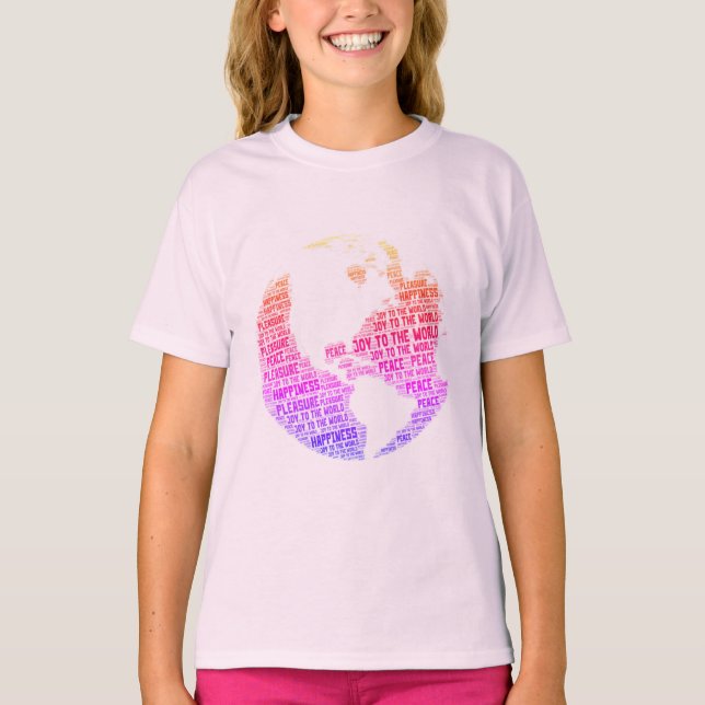 Joy to the world : peace and happiness - word art  T-Shirt (Front)