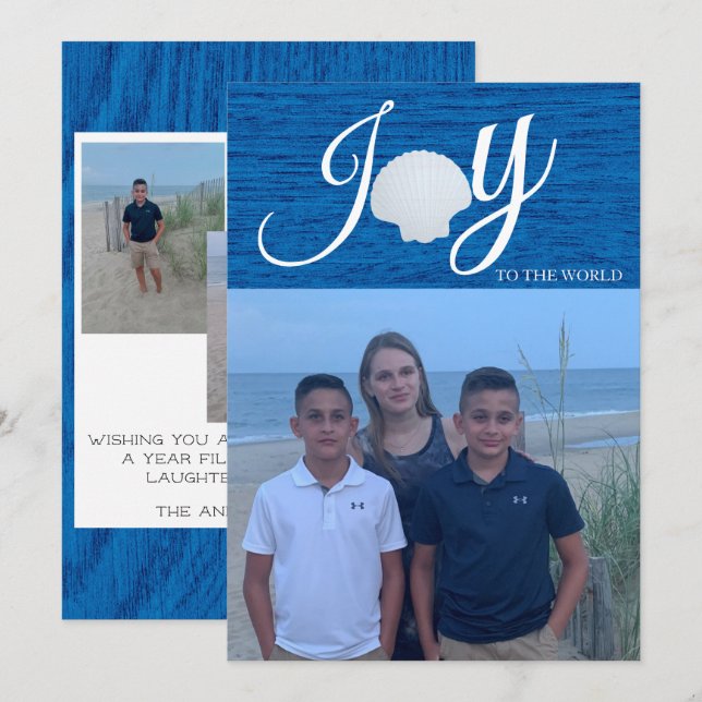 Joy To The World Photo Collage Christmas Card (Front/Back)