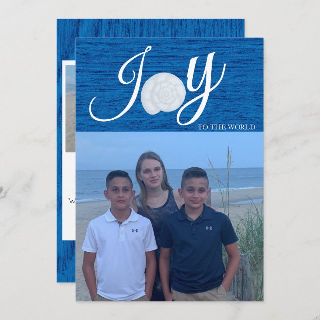 Joy To The World Photo Collage Christmas Card (Front/Back)