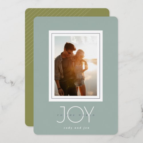 Joy To The World Photo Foil Holiday Card