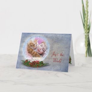 Joy to the World Photo Snow Globe Holiday Card
