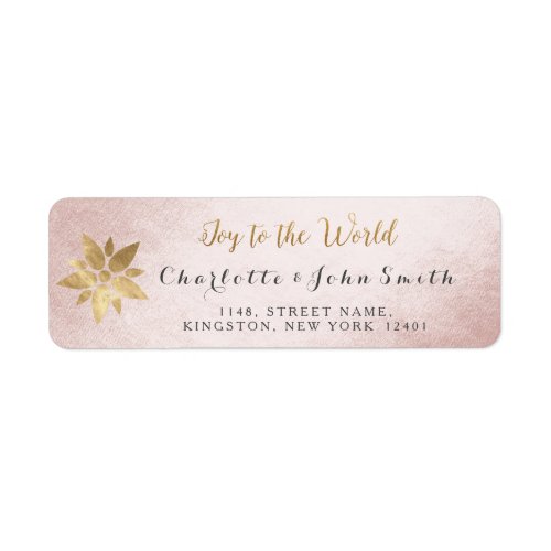Joy To The World Pink Gray Rose Golden Star Label