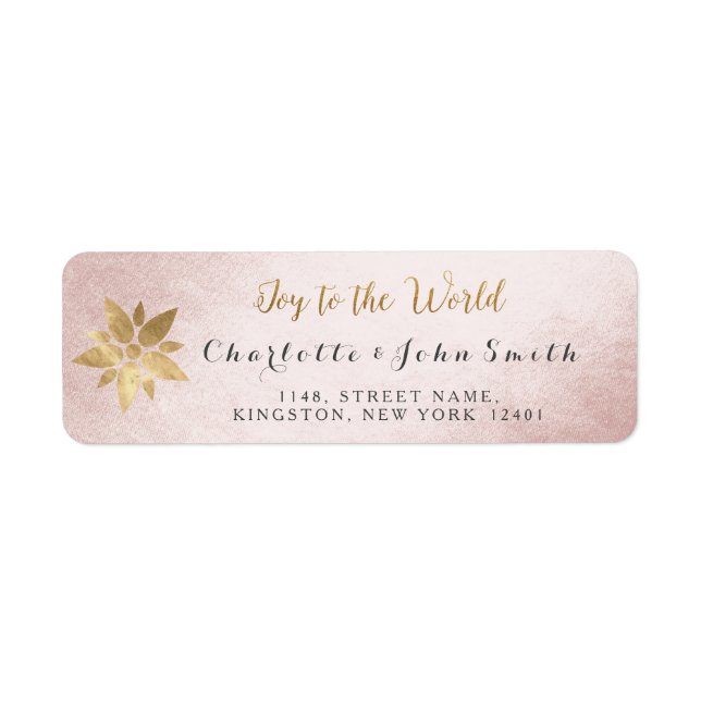 Joy To The World Pink Gray Rose Golden Star Label (Front)