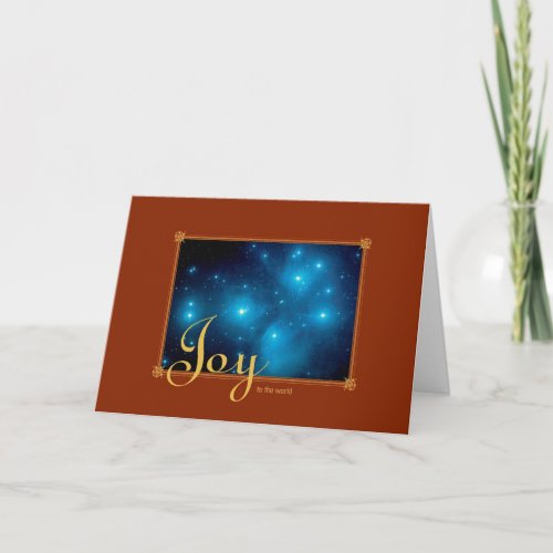 Joy To The World Pleiades Star Cluster Holiday Card