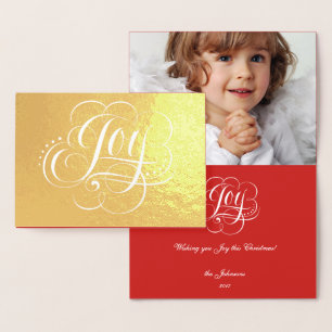 Joy to the World Real Customize Photo Christmas Foil Card