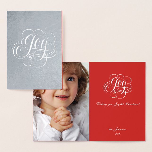 Joy to the World Real Silver Christmas Calligraphy Foil Card (Display)