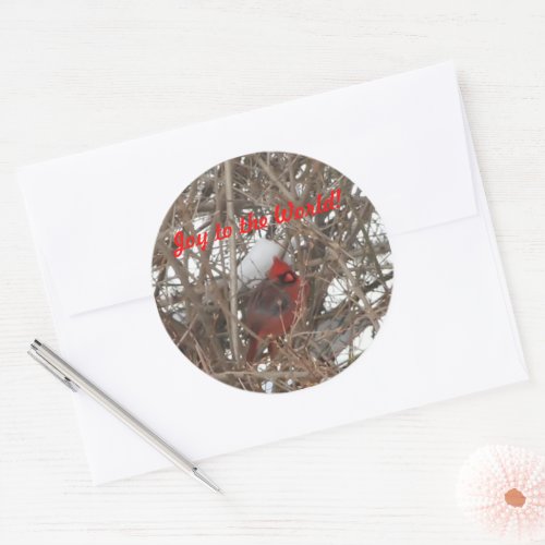 Joy to the World Red Male Cardinal Stickers