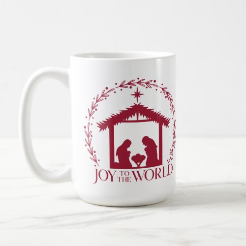 Joy to the World Red Nativity Christmas Coffee Mug