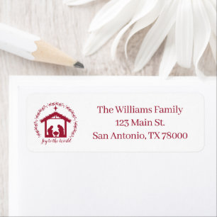 Joy to the World Red Nativity Return Address Label