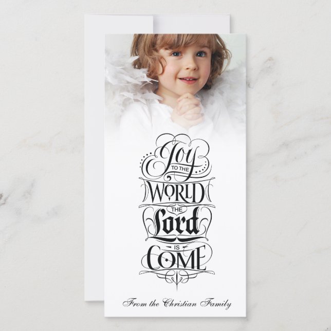 Joy to the World Religious Christian Calligraphy Holiday Card (Front)
