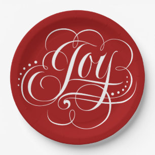 Joy to the World Religious Christmas Calligraphy   Paper Plates