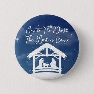 Joy to the World Religious Christmas Nativity Button