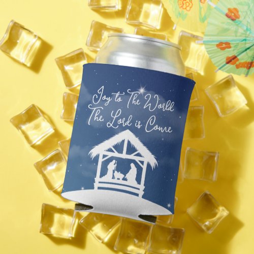 Joy to the World Religious Christmas Nativity Can Cooler