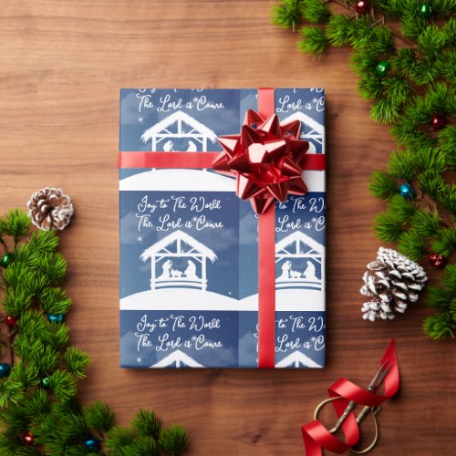 Joy to the World Religious Christmas Nativity Wrapping Paper