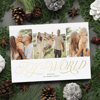 Joy To The World Religious Foil Christmas Cards by BanterandCharm at Zazzle