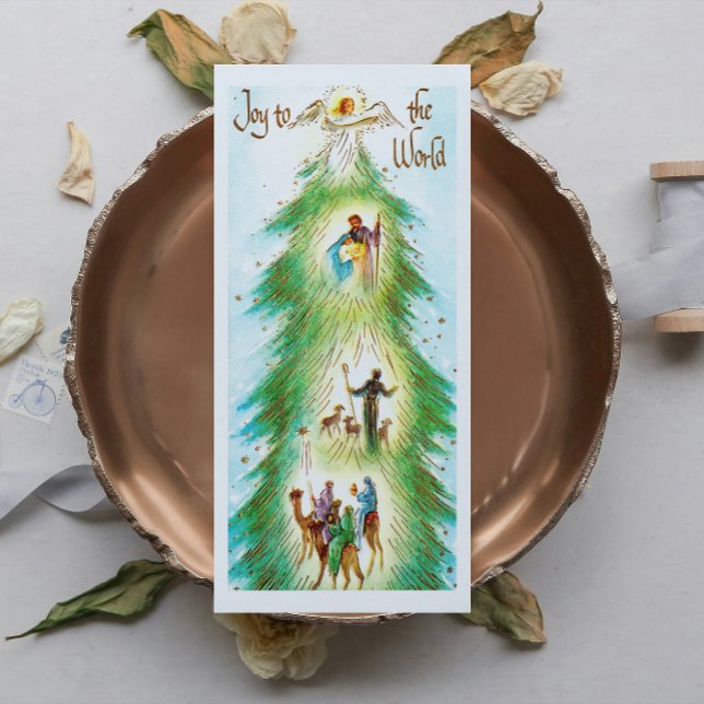 Joy to the world Retro Angel Nativity Christmas Holiday Card (Creator Uploaded)