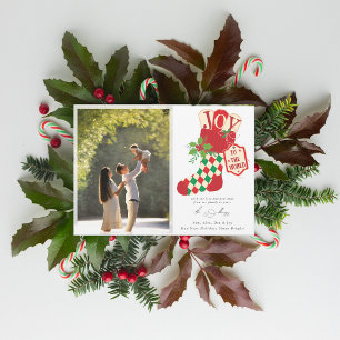Joy to the World Retro Christmas Photo Holiday Card