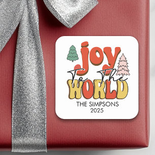 Joy to the World Retro Gift  Square Sticker