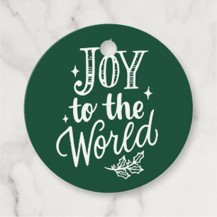 Joy to the World Rustic Forest Green Christmas Favor Tags