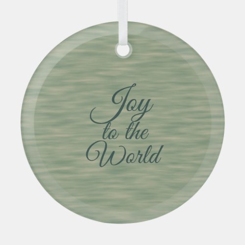 Joy to the World Script Typography Green  Glass Ornament