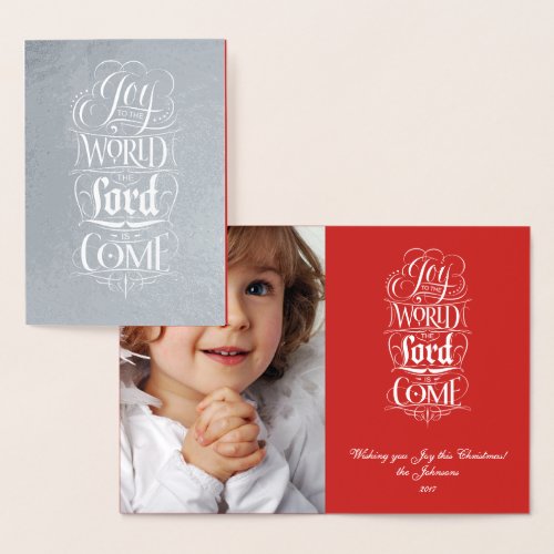 Joy to the World Silver Christmas Religious Foil Card