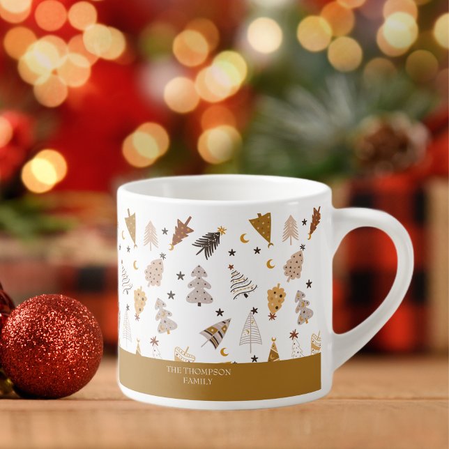 Joy to the world simple boho trees Christmas Espresso Cup (Creator Uploaded)