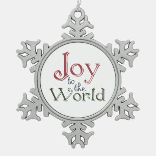 Joy to the World Snowflake Pewter Christmas Ornament