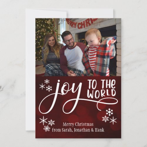Joy to the World Snowflakes  Your Photo Holiday Card