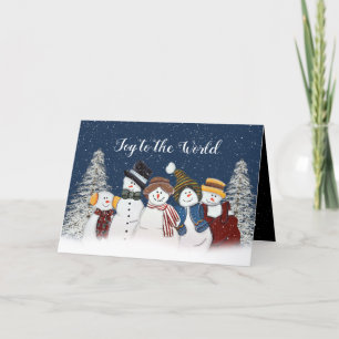 Joy to the World Snowmen with Trees Card