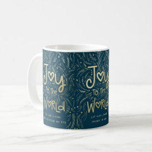 Joy To the World Song Lyrics Hand Drawn Christmas Coffee Mug