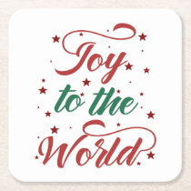joy to the world square paper coaster