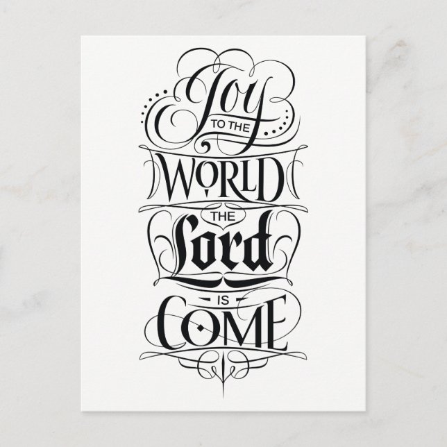 Joy to the World the Lord Come Christmas Lettering Holiday Postcard (Front)