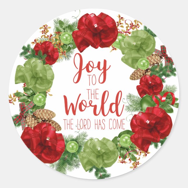 Joy to the World the Lord has come Christmas Classic Round Sticker (Front)