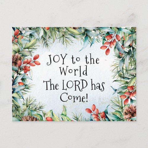 Joy to the World The Lord has Come Christmas Postcard