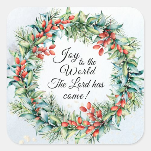 Joy to the World The Lord has Come Christmas Square Sticker